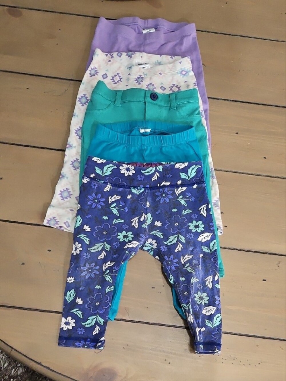 5 Pack Girls' Teal & Purple Floral Leggings